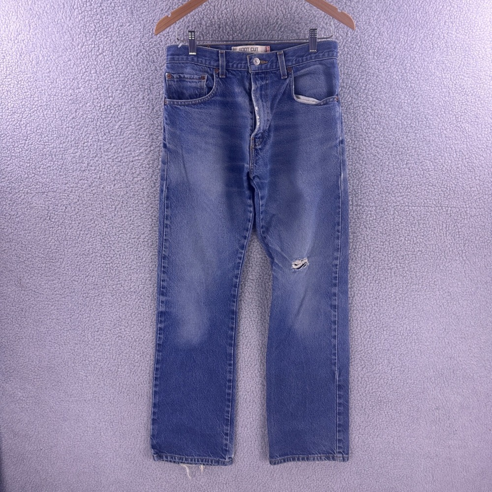 Vintage Levis 517 Mens Boot Cut Jeans Blue Denim 31x32 Distressed